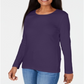 Karen Scott Women's Satin Trim Scoop Neck Top Purple Size Large