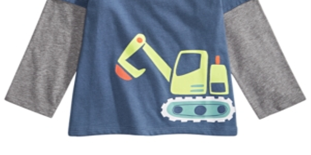 First Impressions Toddler Boy's Bulldozer Print Layered Look T-Shirt Blue Size 2T