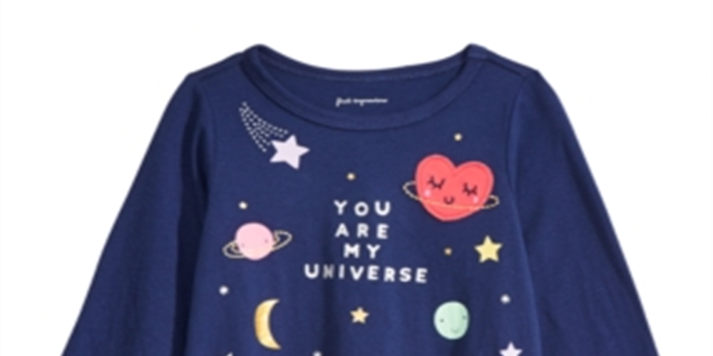 First Impression Baby Girl's Cotton Long Sleeve Universe T-Shirt Blue Size 3-6MOS