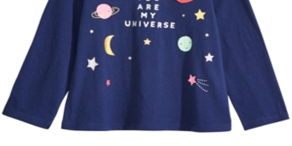 First Impression Baby Girl's Cotton Long Sleeve Universe T-Shirt Blue Size 3-6MOS
