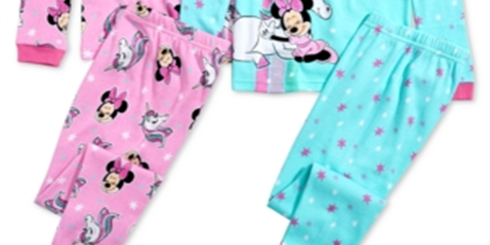 Ame Little & Big Girl's 4 Pc Cotton Minnie Mouse Pajama Set Green Size 6