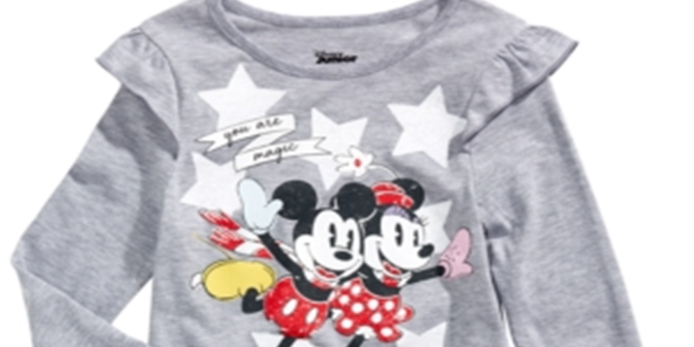 Disney Little Girl's Skating Mickey & Minnie T-Shirt Gray Size 5