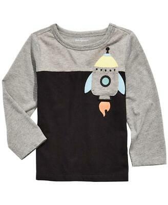 First Impressions Toddler Boy's Rocket Print Long Sleeve Pocket T-Shirt Black Size 3T