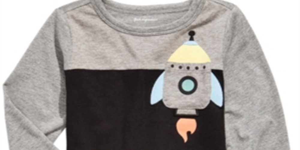 First Impressions Toddler Boy's Rocket Print Long Sleeve Pocket T-Shirt Black Size 3T