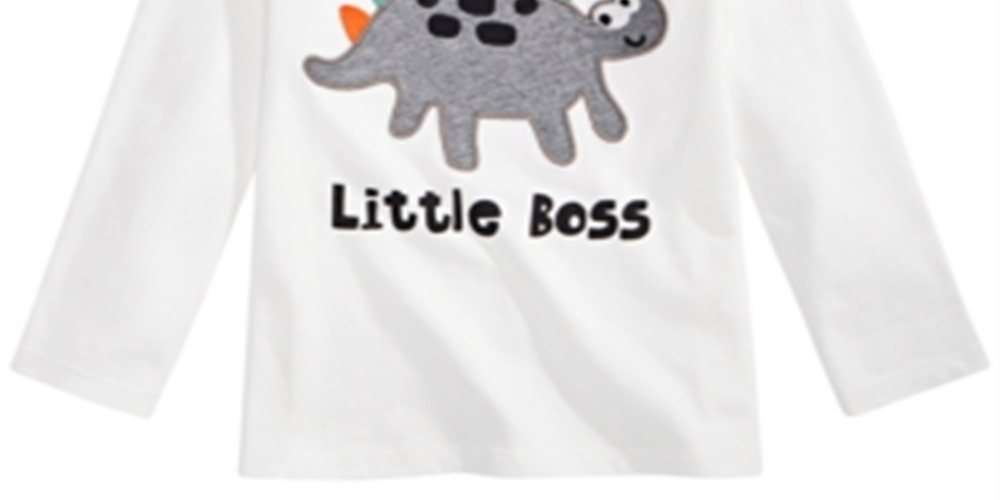 First Impressions Toddler Boy's Little Boss Dinosaur Print Cotton T-Shirt White Size 4T