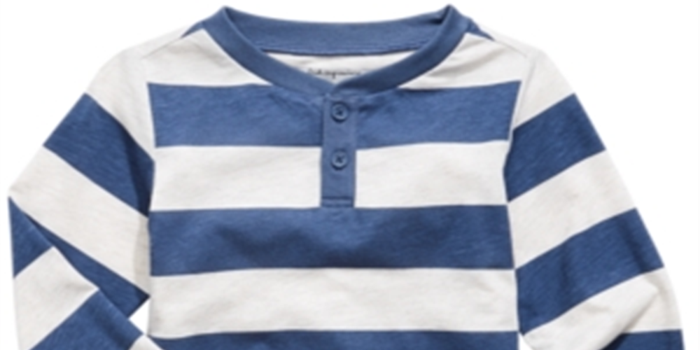 First Impressions Baby Boy's Striped Henley T-Shirt Blue Size 6-9MOS
