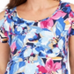 JM Collection Women's Printed Cold Shoulder Top Blue Size Small