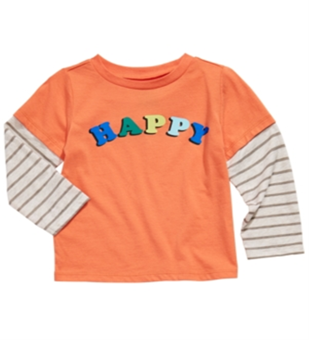 First Impressions Toddler Boy's Happy Print Layered Look T-Shirt Orange Size 2T