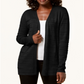 Karen Scott Women's Pointelle Knit Cardigan Black Size Small