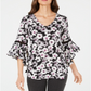 Alfani Women's Cord Inset Top Black Size Petite Medium