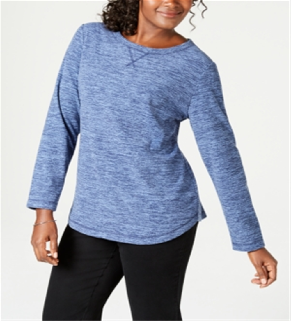 Karen Scott Women's Sport Space Dye Microfleece Top Blue Size X-Small