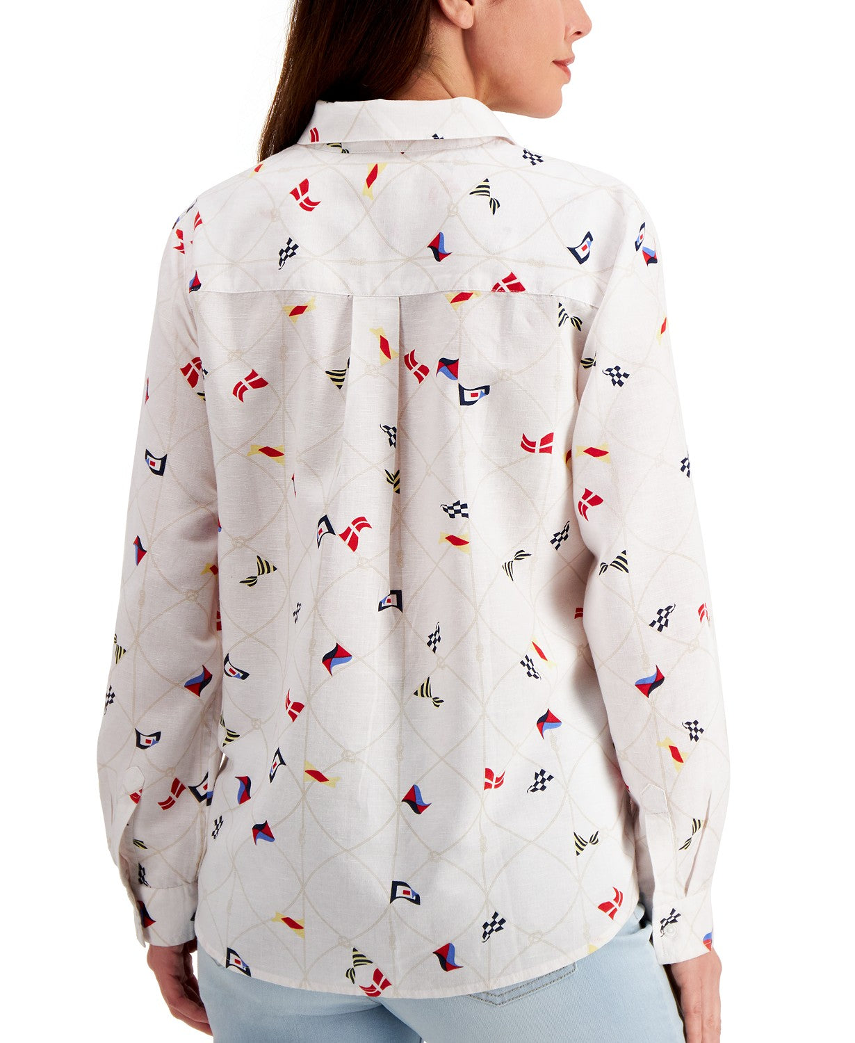 Charter Club Women's Button Front Flag Printed White Size X-Small