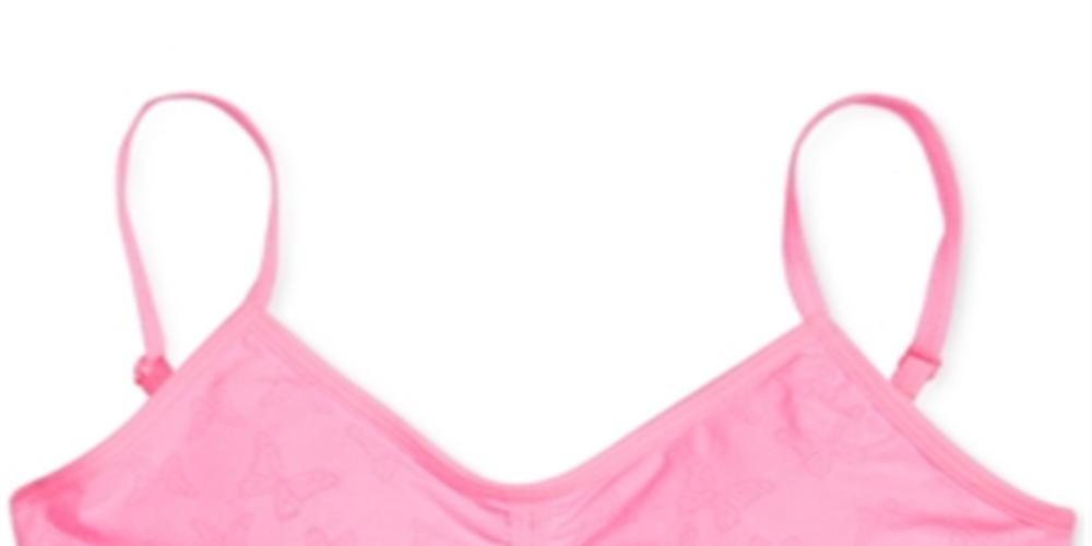 Maidenform Little Girl's & Big Girl's Butterfly Print Ruched Seamless Crop Bra Pink Size XL