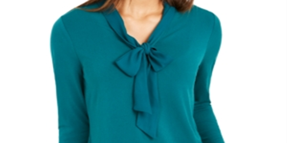 Charter Club Women's Woven Tie Top Green Size XX-Large