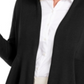 JM Collection Women's Mixed Ribbed Flyaway Cardigan Black Size Petite Small
