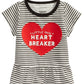 First Impressions Infant Girl's Striped Heartbreaker Print Cotton T-shirt White Size 12MOS