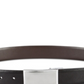 Perry Ellis Men's Shiny Leather Reversible Plaque Belt Black Size 36