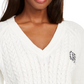 Tommy Hilfiger Women's Contrast Trim Embroidered Logo Pullover Sweater White Size X-Small