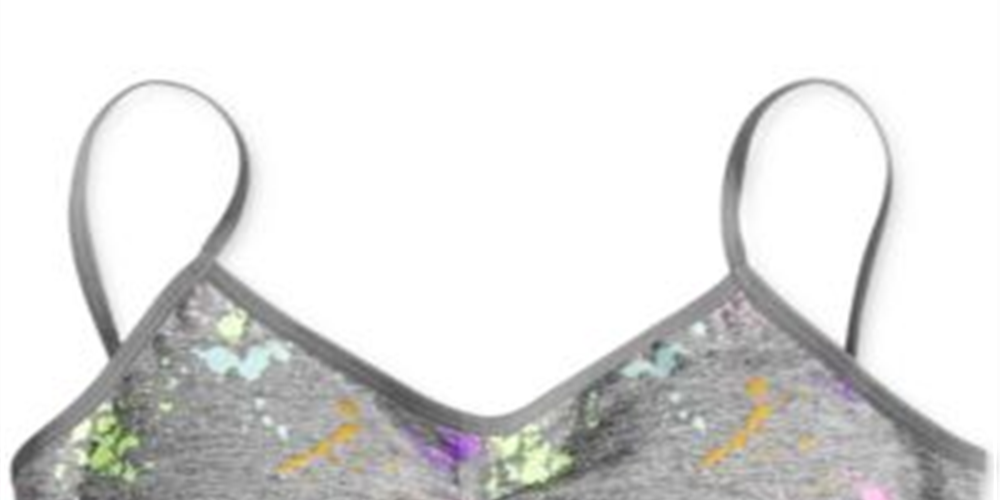 Maidenform Little & Big Girl's Splatter Print Seamless Crop Bra Gray Size Small