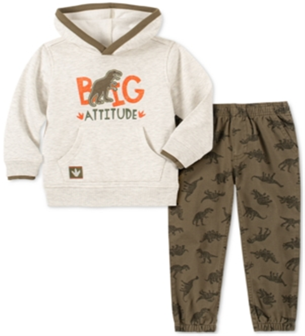 Kids Headquarters Baby Boy's 2 Pc Dinosaur Hoodie & Printed Jogger Pants Set Gray Size 3-6MOS