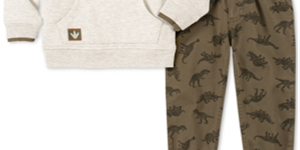 Kids Headquarters Baby Boy's 2 Pc Dinosaur Hoodie & Printed Jogger Pants Set Gray Size 3-6MOS