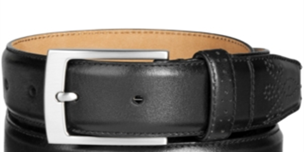 Tasso Elba Men's Feather Edge Leather Dress Belt Black Size 40