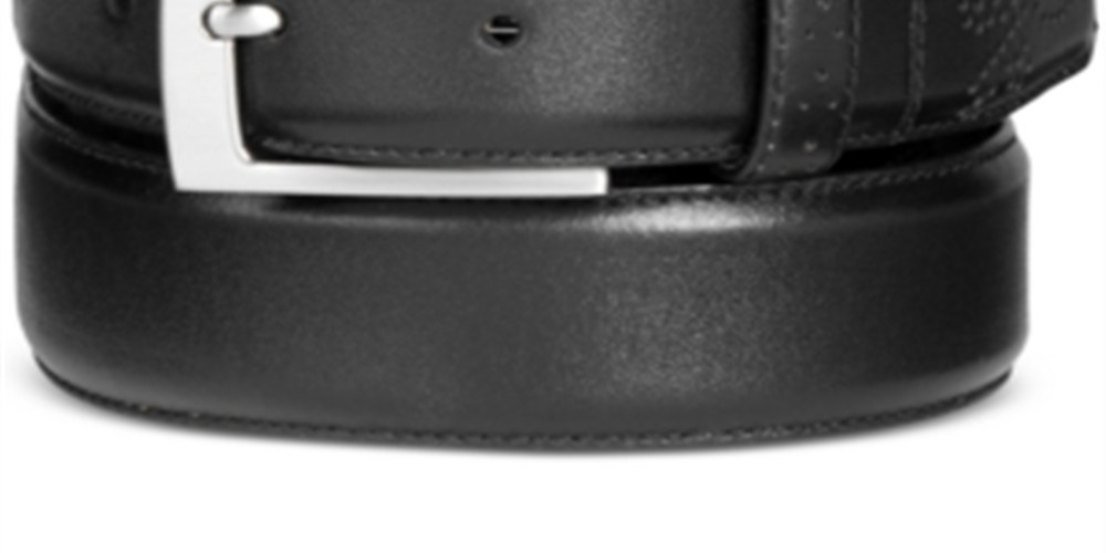 Tasso Elba Men's Feather Edge Leather Dress Belt Black Size 40