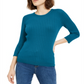Maison Jules Women's Ribbed Crew Neck Sweater Green Size Small