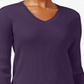 Karen Scott Women's Ribbed Knit Cotton Sweater Purple Size Petite Medium