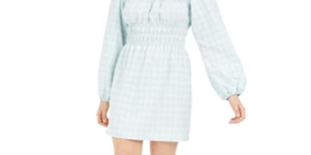 Leyden Women's Smocked Boho Mini Dress Blue Size Large