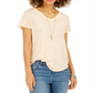 Style & Co Women's Burnout V Neck T-Shirt Orange Size Small