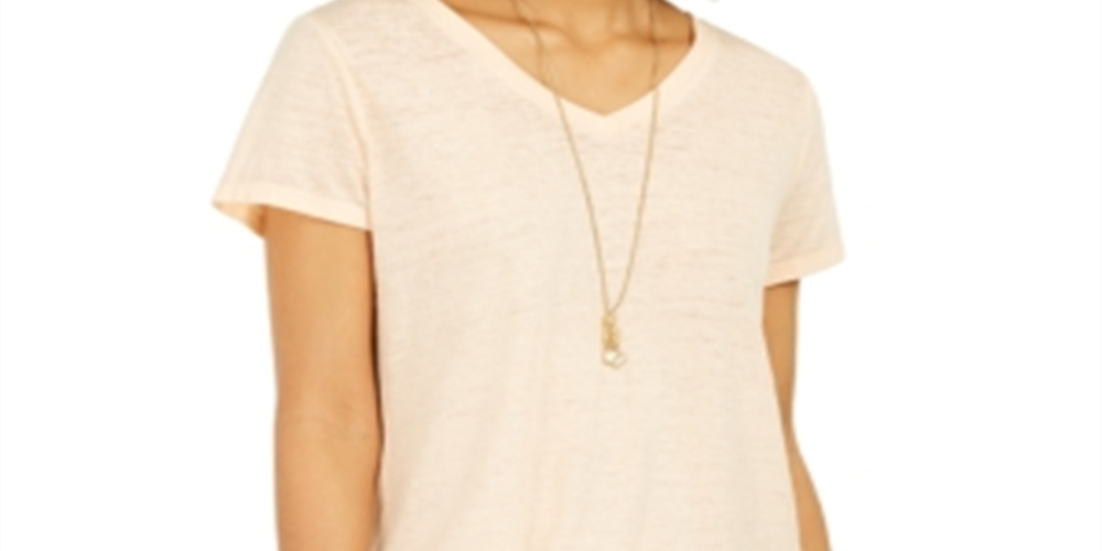 Style & Co Women's Burnout V Neck T-Shirt Orange Size Small