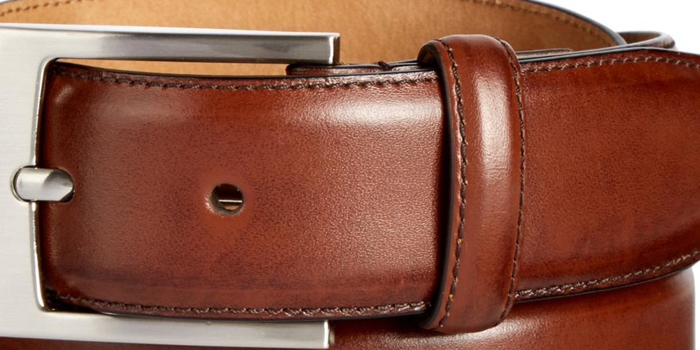 Tasso Elba Mens Leather Professional Dress Belt Brown Size 42