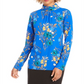 Calvin Klein Women's Floral Print Mock Neck Top Blue Size X-Small