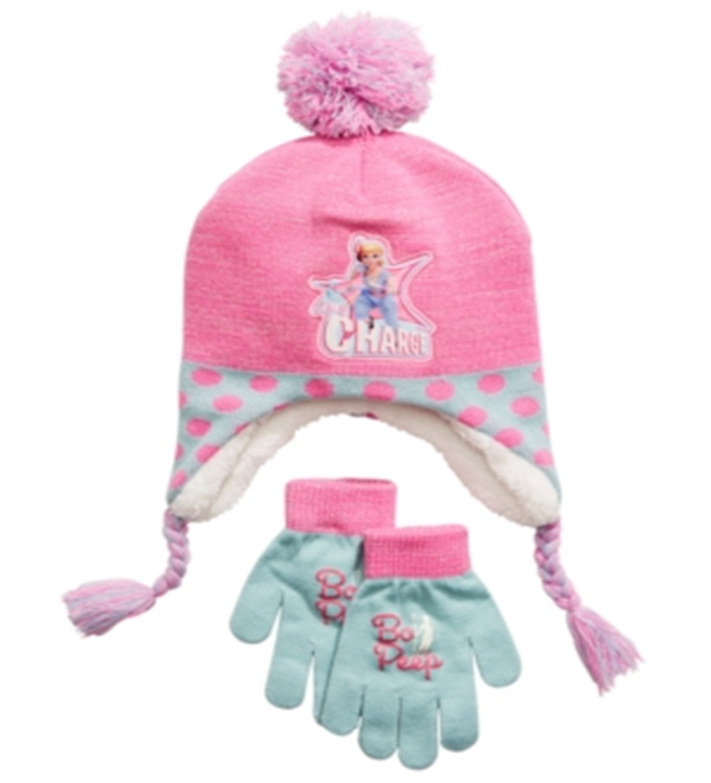 Disney Big Girl's 2 Pc Toy Story Bo Peep Heidi Hat & Gloves Set Pink One Size
