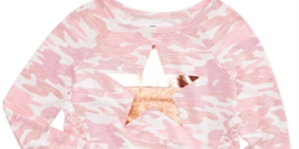 Epic Threads Big Girl's Camo Print Top Pink Size Large