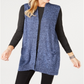 Karen Scott Women's Marled Knit Sleeveless Vest Navy Size Petite S