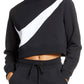 Nike Women's Sportswear Swoosh Crew Top Black Size X-Small