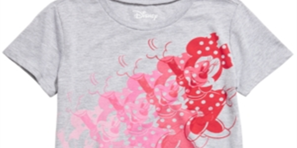 Disney Big Girl's Minnie Mouse T-Shirt Gray Size Large
