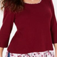 Karen Scott Women's Printed Trim Top Red Size Petite S