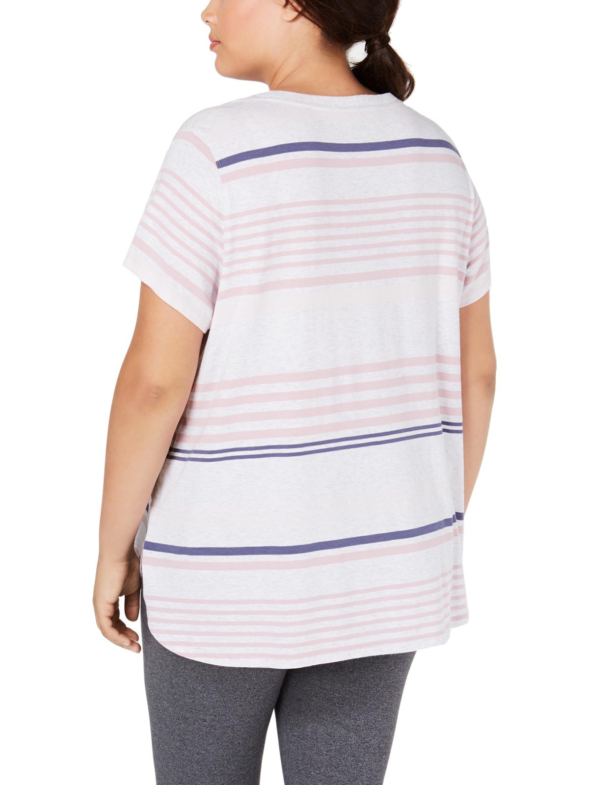 Calvin Klein Women's Plus Vista Striped T-Shirt Pink Size 2X