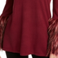 Alfani Women's Faux Fur Cuff Mock Neck Tunic Sweater Red Size Petite X-Small