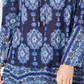 Style & Co Women's Printed Lace TrimBell Sleeve Tunic Top Blue Size X-Small
