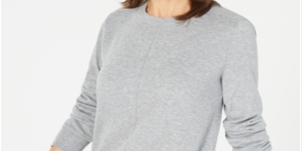 Karen Scott Women's Crewneck Side Slit Pullover Sweater Gray Size X-Small
