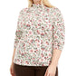 Karen Scott Women's Printed Mock Neck Top White Size 2XL