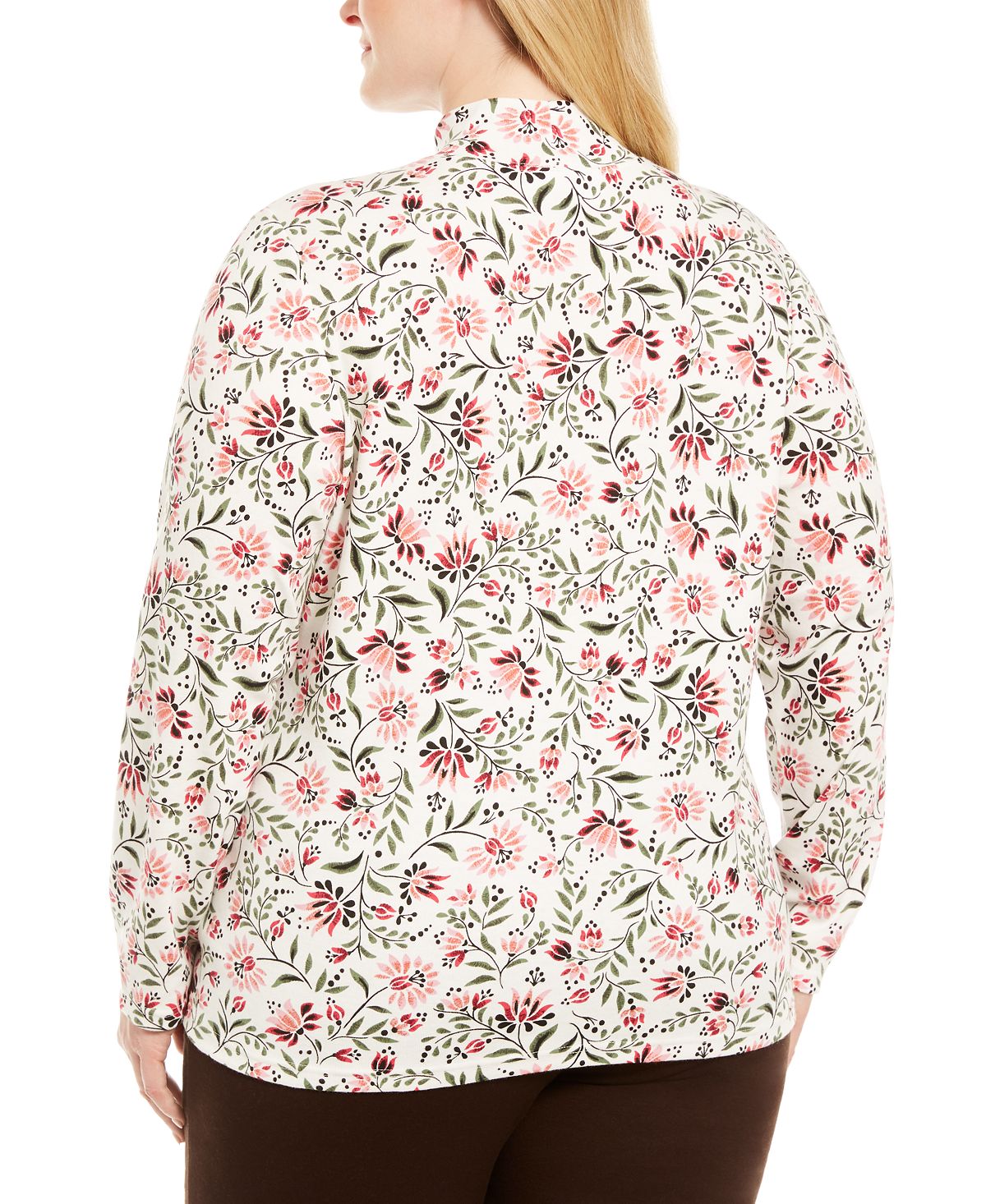 Karen Scott Women's Printed Mock Neck Top White Size 2XL