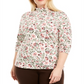 Karen Scott Women's Printed Mock Neck Top White Size 2XL