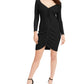 Guess Women's Tamris Mini Shirred Cocktail Dress Black Size Large