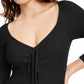 Guess Women's Tamris Mini Shirred Cocktail Dress Black Size Large