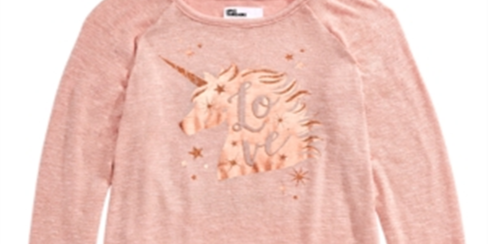 Epic Threads Big Girl's Unicorn Sparkle Knit Shirt Pink Size X-Large